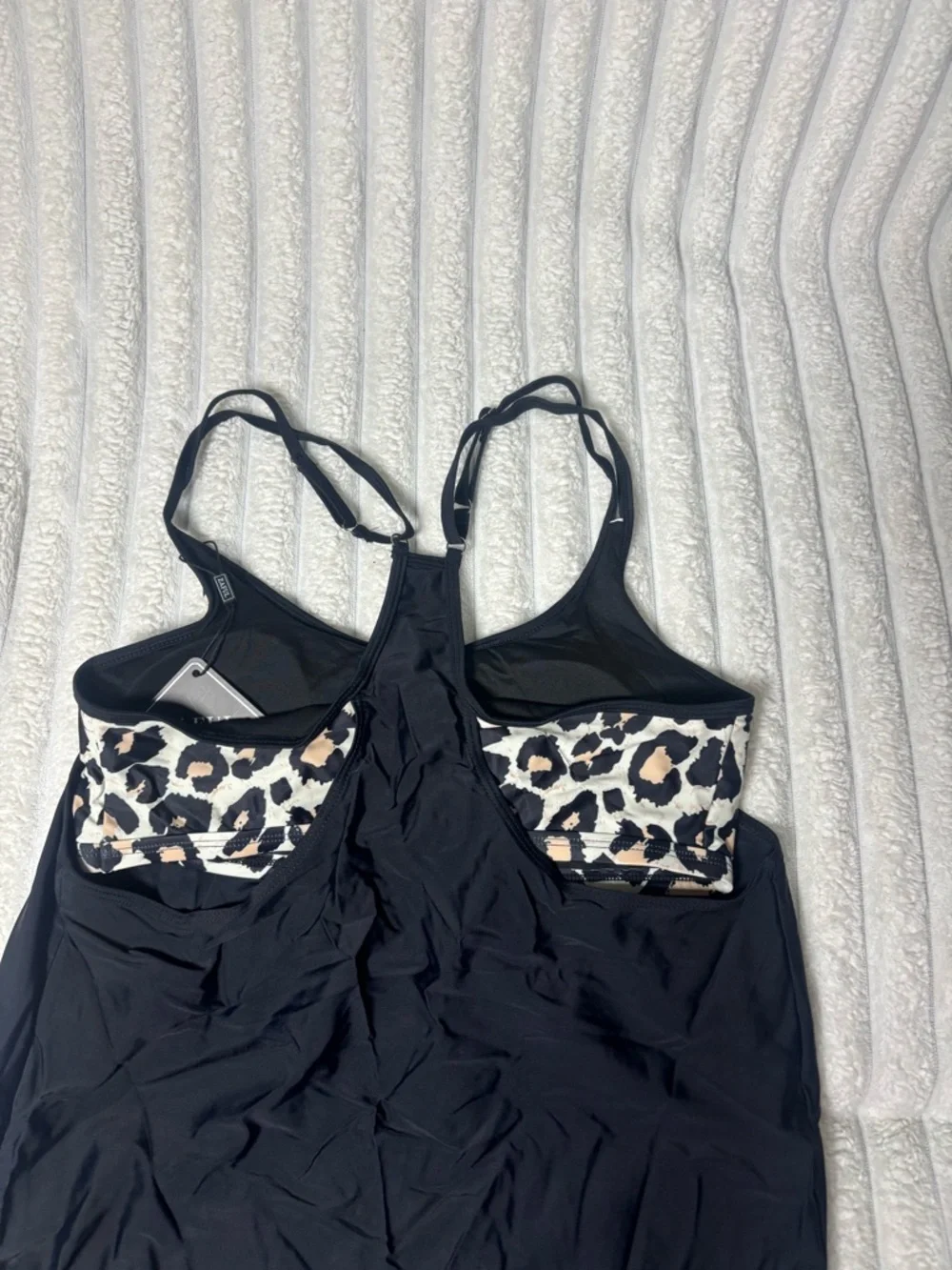 Zaful Black Tankini with Camo-Trim Straps